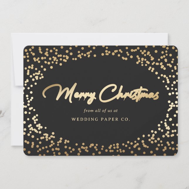Black Gold Hand Lettered Business Christmas Cards (Front)