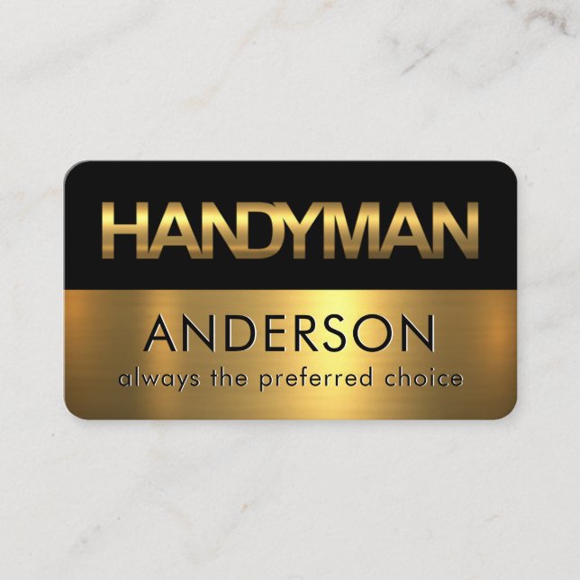 Black Gold Handyman Signage Layers Business Card (Front)