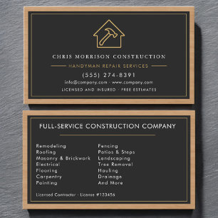 Black Gold Handyman Wood Construction Business Card
