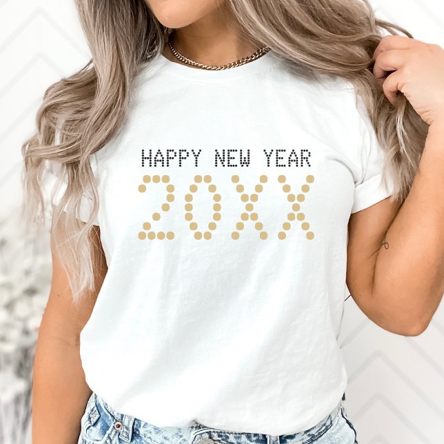 Black & Gold Happy New Year 2024 White T-Shirt (Black & Gold Happy New Year 2024 White T-Shirt)