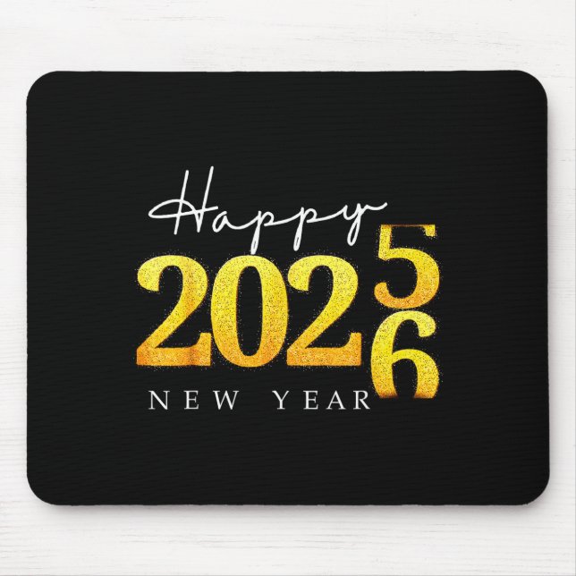 Black Gold Happy New Year 2026 New Years Eve Party Mouse Mat (Front)