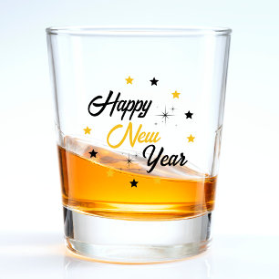 Black & Gold Happy New Year Shot Glass