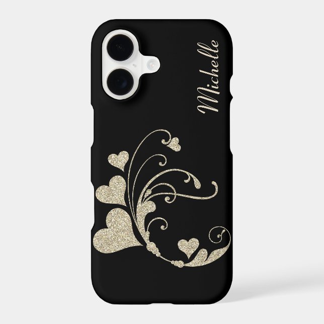 Black Gold Heart Swirl Faux Glitter (Back)