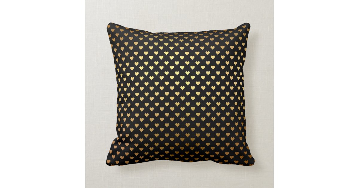 Black Gold Hearts Confetto Art Deco Cushion Zazzle.co.uk