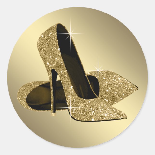 Black Gold High Heel Shoe Stickers (Front)