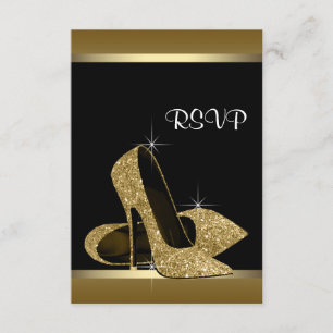 Black Gold High Heels RSVP Card