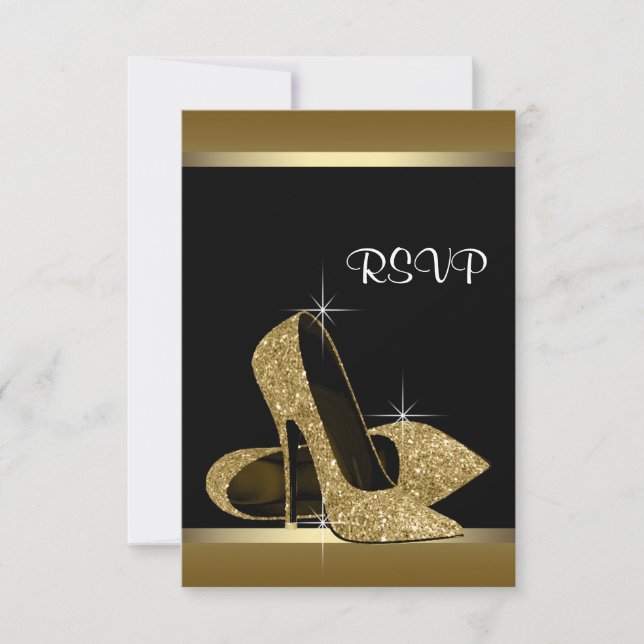 Black Gold High Heels RSVP Card (Front)