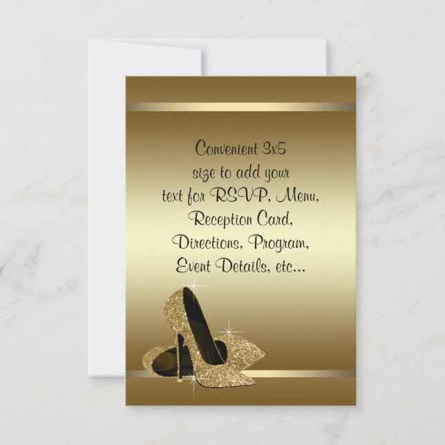 Black Gold High Heels RSVP Card (Front)