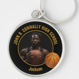 Black Gold High School Basketball Player Photo Key Ring