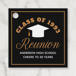 Black Gold High School Reunion Personalised Party Favour Tags
