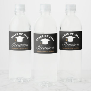 Black Gold High School Reunion Personalised Party Water Bottle Label