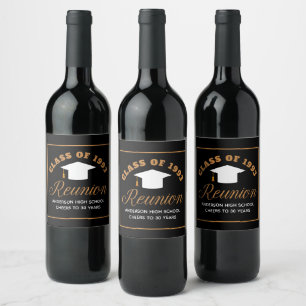 Black Gold High School Reunion Personalised Party Wine Label