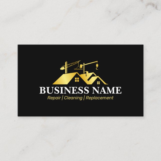 Black Gold Home Building Construction Business Card (Front)