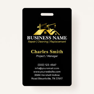 Black Gold Home Building Construction ID Badge