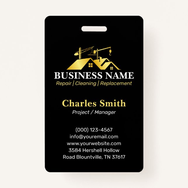 Black Gold Home Building Construction ID Badge (Front)