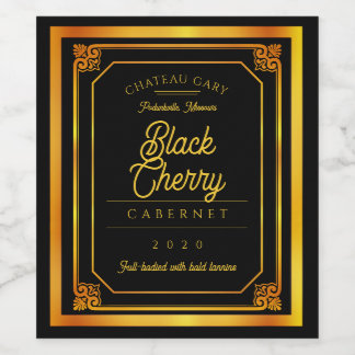 Black gold homemade wine personalised wine label