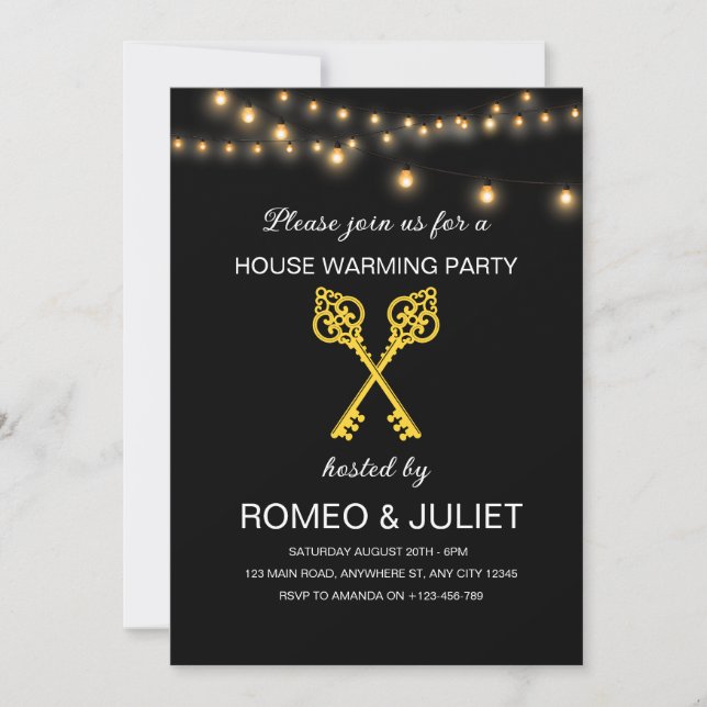 Black Gold Homewarming Invitation (Front)