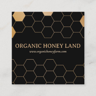 Black Gold Honeycomb Apiary Branding Square Business Card