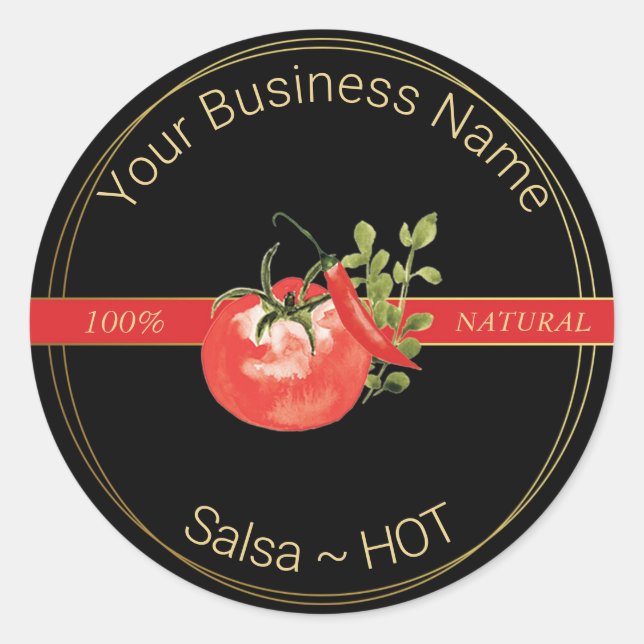 Black & Gold Hot Salsa Product Label (Front)