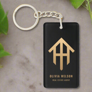 Black Gold House Logo l Promotional Real Estate Key Ring