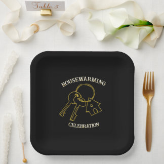 Black Gold Housewarming Paper Plates