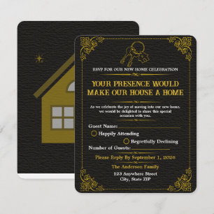 Black Gold Housewarming RSVP Response Card