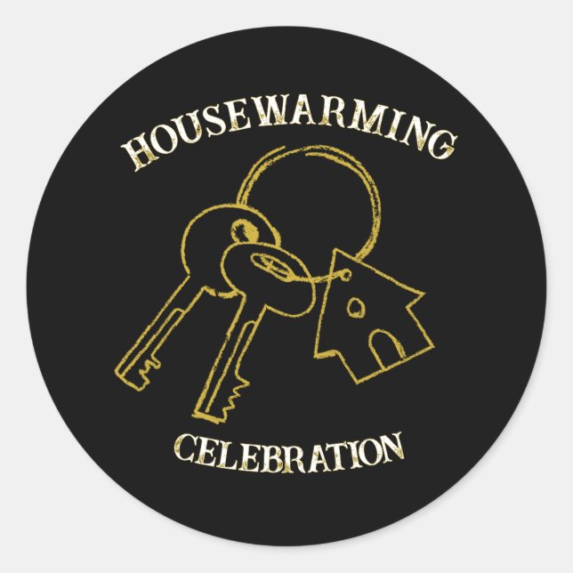 Black Gold Housewarming Sticker Editable (Front)