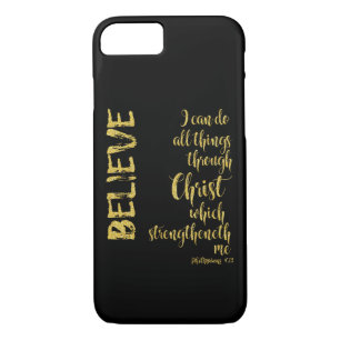 Black & Gold: I Can Do All things Through Christ iPhone 8/7 Case