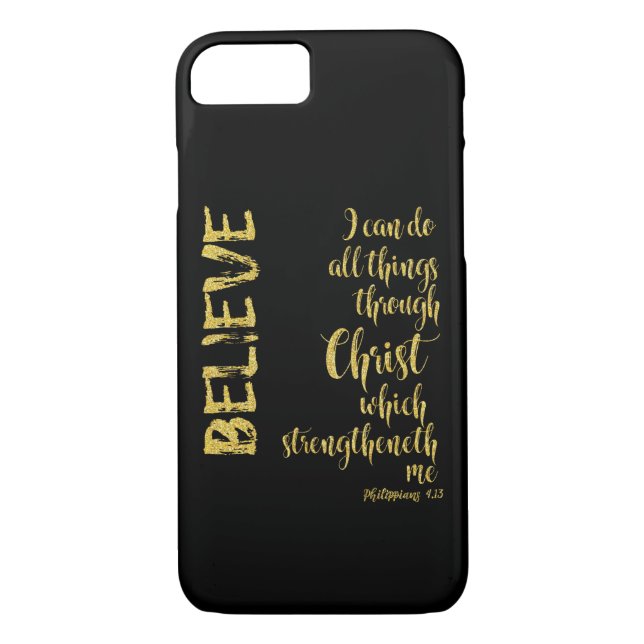 Black & Gold: I Can Do All things Through Christ Case-Mate iPhone Case (Back)