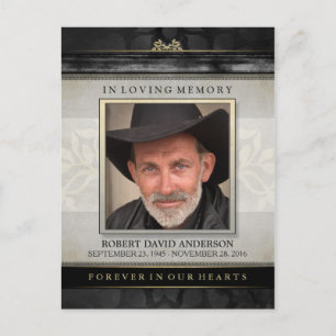 Black & Gold In Loving Memory Sympathy Thank You Postcard