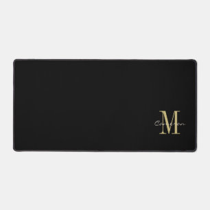  Black Gold Initial and Name Personalised Gift Desk Mat