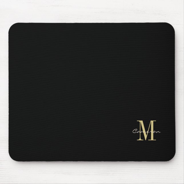  Black Gold Initial and Name Personalised Gift Mouse Mat (Front)