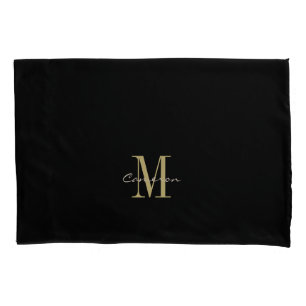 Black Gold Initial and Name Personalised Pillowcase