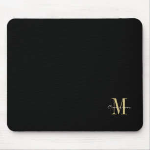  Black Gold Initial and Name Personalized Gift Mouse Mat