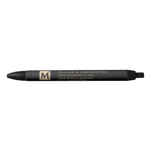 Black Gold Initial Logo Black Ink Pen (Front)