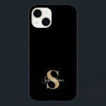 Black & Gold | Initial Monogram Personalised Name Case-Mate iPhone 14 Case<br><div class="desc">This stylish phone case design features a simple modern design in black & gold. Make one of a kind phone case with custom initial and name. It will be a cool, unique gift for someone special or yourself. If you want to change the fonts or position, click the "Customise further"...</div>
