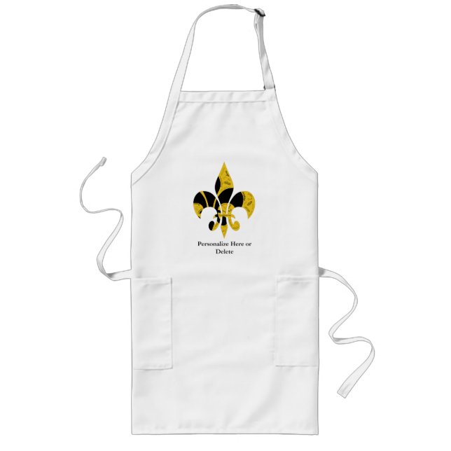Black Gold Inspirational Fleur de Lis Long Apron (Front)