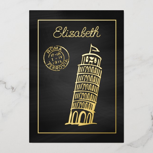 Black & Gold Italian Wine Bridal Shower Chalkboard (Front)