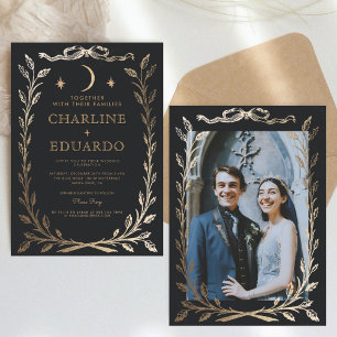 Black Gold Ivy Ornament Wedding Invitation