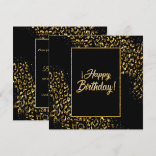 Black Gold & Jewel Leopard Invitation