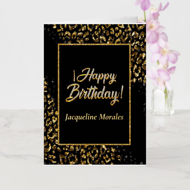 Black Gold & Jewel Leopard Postcard (Orchid)