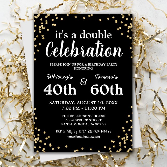Black & Gold Joint Birthday Party Invitation (Creator Uploaded)