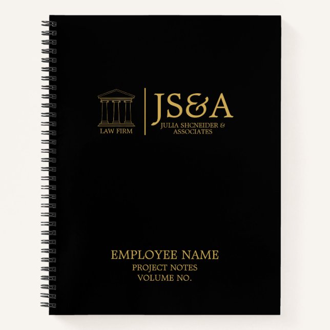 Black Gold Justice Columns Law Firm Notebook (Front)