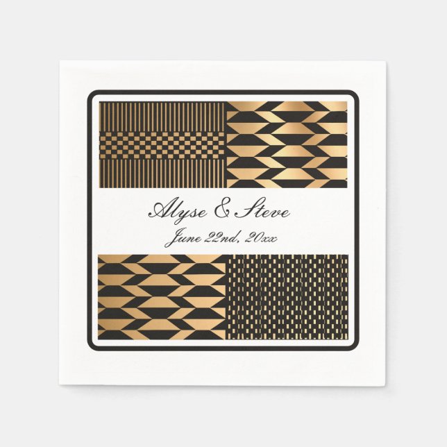 Black - Gold Kente (White)  Napkin (Front)