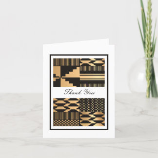 Black - Gold Kente (White) Thank You Card