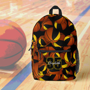 Black gold kids basketball team colours printed backpack