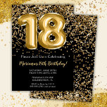 Black Gold Kids Girl 18th Birthday Party Invitatio Invitation<br><div class="desc">Elegant black and gold 18th birthday party invitation for a 18 year old girl with elegant script writing gold coloured font and fun foil balloons.</div>