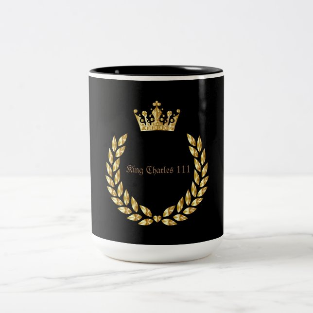 Black /Gold King Charles 111  Two-Tone Coffee Mug (Center)