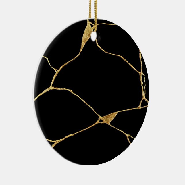 Black Gold Kintsugi Ancient Kintsukuroi Ceramic Tree Decoration (Right)