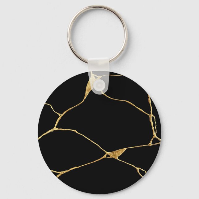 Black Gold Kintsugi Ancient Kintsukuroi Key Ring (Front)